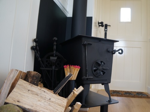 Log burner in Shepherds Hut