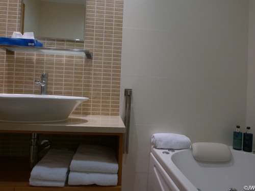 Cosy bathroom with shower and spa-bath